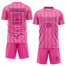 Load image into Gallery viewer, Custom Pink Light Pink-Black Geometric Shape Sublimation Soccer Uniform Jersey
