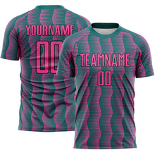 Load image into Gallery viewer, Custom Teal Pink-Black Geometric Shape Sublimation Soccer Uniform Jersey
