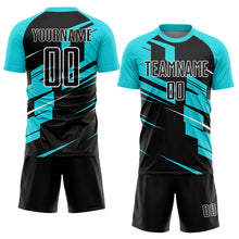 Load image into Gallery viewer, Custom Black Lakes Blue-White Line Sublimation Soccer Uniform Jersey
