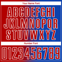 Load image into Gallery viewer, Custom Thunder Blue Red-White Gradient Line Sublimation Soccer Uniform Jersey

