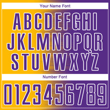 Load image into Gallery viewer, Custom Purple Gold-White Gradient Line Sublimation Soccer Uniform Jersey

