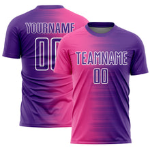 Load image into Gallery viewer, Custom Purple Pink-White Gradient Line Sublimation Soccer Uniform Jersey
