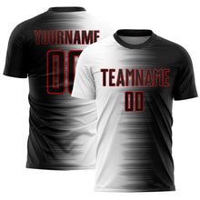 Load image into Gallery viewer, Custom Black White-Red Gradient Line Sublimation Soccer Uniform Jersey
