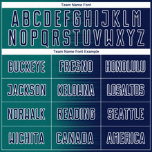Load image into Gallery viewer, Custom Navy Teal-White Gradient Line Sublimation Soccer Uniform Jersey
