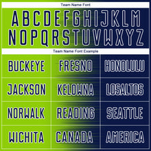 Load image into Gallery viewer, Custom Navy Neon Green-White Gradient Line Sublimation Soccer Uniform Jersey

