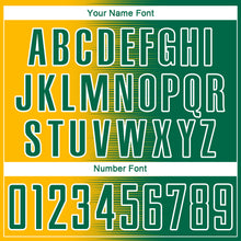 Load image into Gallery viewer, Custom Kelly Green Gold-White Gradient Line Sublimation Soccer Uniform Jersey

