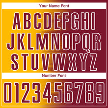 Load image into Gallery viewer, Custom Crimson Gold-White Gradient Line Sublimation Soccer Uniform Jersey
