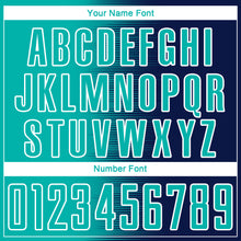 Load image into Gallery viewer, Custom Navy Aqua-White Gradient Line Sublimation Soccer Uniform Jersey
