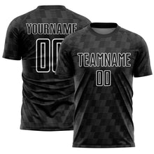 Load image into Gallery viewer, Custom Black White Line Sublimation Soccer Uniform Jersey
