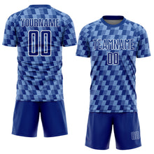 Load image into Gallery viewer, Custom Royal Light Blue-White Line Sublimation Soccer Uniform Jersey
