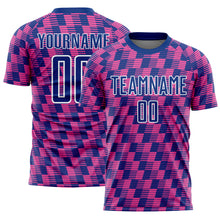 Load image into Gallery viewer, Custom Royal Pink-White Line Sublimation Soccer Uniform Jersey
