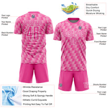 Load image into Gallery viewer, Custom Pink Light Pink-White Line Sublimation Soccer Uniform Jersey
