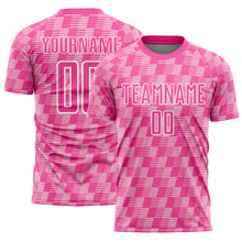 Load image into Gallery viewer, Custom Pink Light Pink-White Line Sublimation Soccer Uniform Jersey
