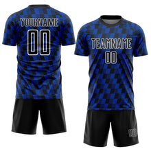 Load image into Gallery viewer, Custom Black Thunder Blue-White Line Sublimation Soccer Uniform Jersey
