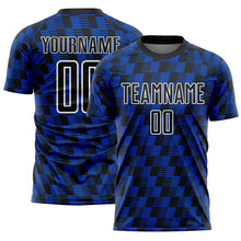Load image into Gallery viewer, Custom Black Thunder Blue-White Line Sublimation Soccer Uniform Jersey

