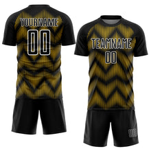 Load image into Gallery viewer, Custom Black Yellow-White Line Sublimation Soccer Uniform Jersey
