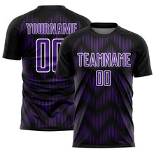 Load image into Gallery viewer, Custom Black Purple-White Line Sublimation Soccer Uniform Jersey
