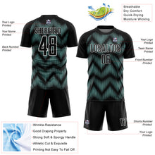Load image into Gallery viewer, Custom Black Ice Blue-White Line Sublimation Soccer Uniform Jersey

