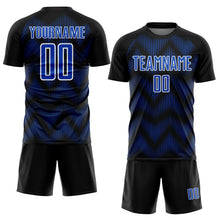 Load image into Gallery viewer, Custom Black Thunder Blue-White Line Sublimation Soccer Uniform Jersey
