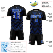 Load image into Gallery viewer, Custom Black Thunder Blue-White Line Sublimation Soccer Uniform Jersey
