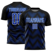 Load image into Gallery viewer, Custom Black Thunder Blue-White Line Sublimation Soccer Uniform Jersey
