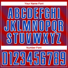 Load image into Gallery viewer, Custom Red Thunder Blue-White Line Sublimation Soccer Uniform Jersey
