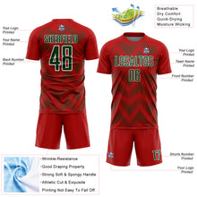 Load image into Gallery viewer, Custom Red Green-White Line Sublimation Soccer Uniform Jersey
