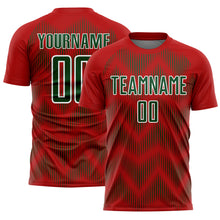 Load image into Gallery viewer, Custom Red Green-White Line Sublimation Soccer Uniform Jersey
