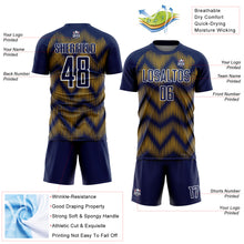 Load image into Gallery viewer, Custom Navy Gold-White Line Sublimation Soccer Uniform Jersey
