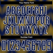Load image into Gallery viewer, Custom Navy Gold-White Line Sublimation Soccer Uniform Jersey
