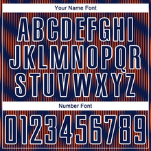 Load image into Gallery viewer, Custom Navy Orange-White Line Sublimation Soccer Uniform Jersey
