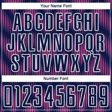 Load image into Gallery viewer, Custom Navy Pink-White Line Sublimation Soccer Uniform Jersey
