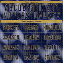 Load image into Gallery viewer, Custom Navy Gray-Old Gold Line Sublimation Soccer Uniform Jersey
