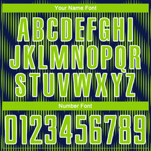 Load image into Gallery viewer, Custom Navy Neon Green-White Line Sublimation Soccer Uniform Jersey
