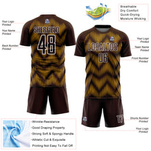 Load image into Gallery viewer, Custom Brown Gold-White Line Sublimation Soccer Uniform Jersey
