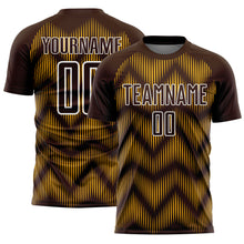 Load image into Gallery viewer, Custom Brown Gold-White Line Sublimation Soccer Uniform Jersey

