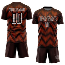 Load image into Gallery viewer, Custom Brown Orange-White Line Sublimation Soccer Uniform Jersey
