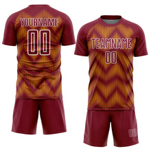 Load image into Gallery viewer, Custom Crimson Gold-White Line Sublimation Soccer Uniform Jersey
