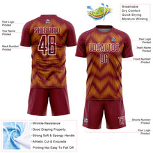 Load image into Gallery viewer, Custom Crimson Gold-White Line Sublimation Soccer Uniform Jersey
