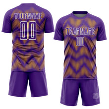 Load image into Gallery viewer, Custom Purple Gold-White Line Sublimation Soccer Uniform Jersey
