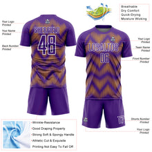 Load image into Gallery viewer, Custom Purple Gold-White Line Sublimation Soccer Uniform Jersey
