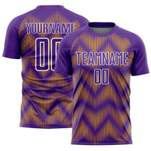 Load image into Gallery viewer, Custom Purple Gold-White Line Sublimation Soccer Uniform Jersey
