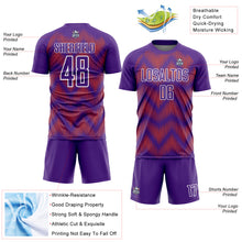 Load image into Gallery viewer, Custom Purple Orange-White Line Sublimation Soccer Uniform Jersey
