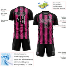Load image into Gallery viewer, Custom Black Pink-White Abstract Network Sublimation Soccer Uniform Jersey
