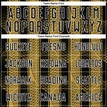 Load image into Gallery viewer, Custom Black Old Gold-White Abstract Network Sublimation Soccer Uniform Jersey
