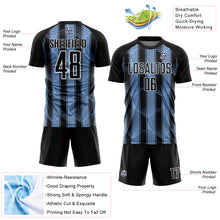 Load image into Gallery viewer, Custom Black Light Blue-White Abstract Network Sublimation Soccer Uniform Jersey
