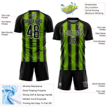 Load image into Gallery viewer, Custom Black Neon Green-White Abstract Network Sublimation Soccer Uniform Jersey
