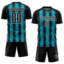 Load image into Gallery viewer, Custom Black Lakes Blue-White Abstract Network Sublimation Soccer Uniform Jersey
