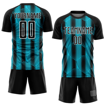 Custom Black Lakes Blue-White Abstract Network Sublimation Soccer Uniform Jersey