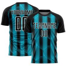 Load image into Gallery viewer, Custom Black Lakes Blue-White Abstract Network Sublimation Soccer Uniform Jersey
